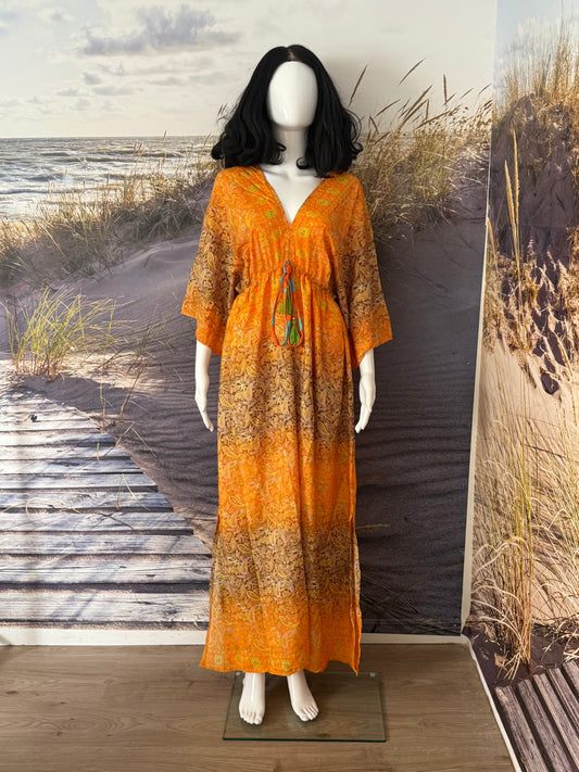 Robe Longue Bohème |Orange à Motifs